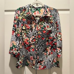 Vintage Notations Floral Button Down Top